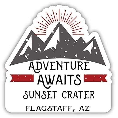 Sunset Crater Flagstaff Arizona Souvenir Decorative Stickers (Choose Theme And Size) - Single Unit, 4-Inch, Adventures Awaits