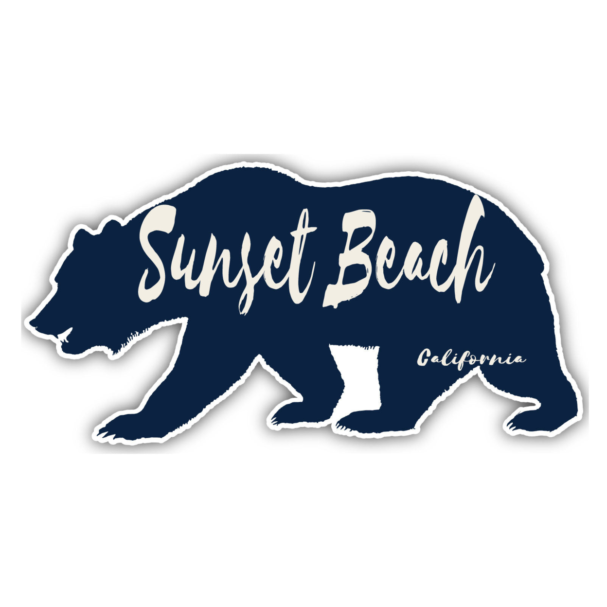 Sunset Beach California Souvenir Decorative Stickers (Choose Theme And Size) - Single Unit, 4-Inch, Bear