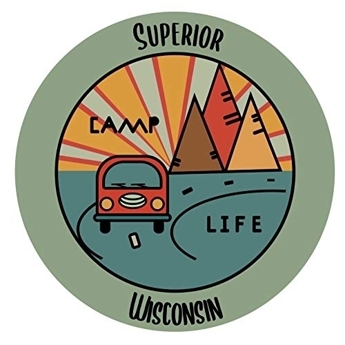 Superior Wisconsin Souvenir Decorative Stickers (Choose Theme And Size) - Single Unit, 2-Inch, Camp Life