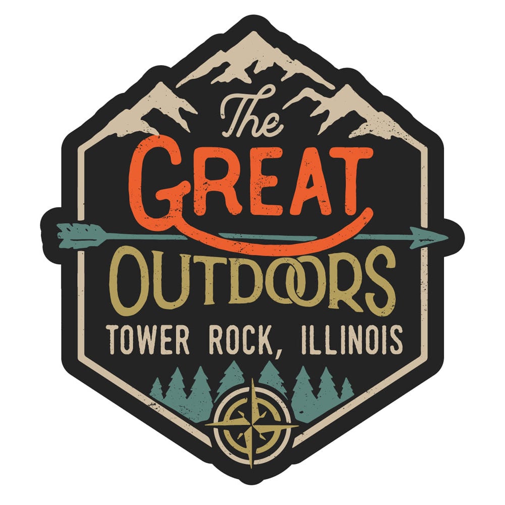 Tower Rock Illinois Souvenir Decorative Stickers (Choose Theme And Size) - Single Unit, 4-Inch, Great Outdoors