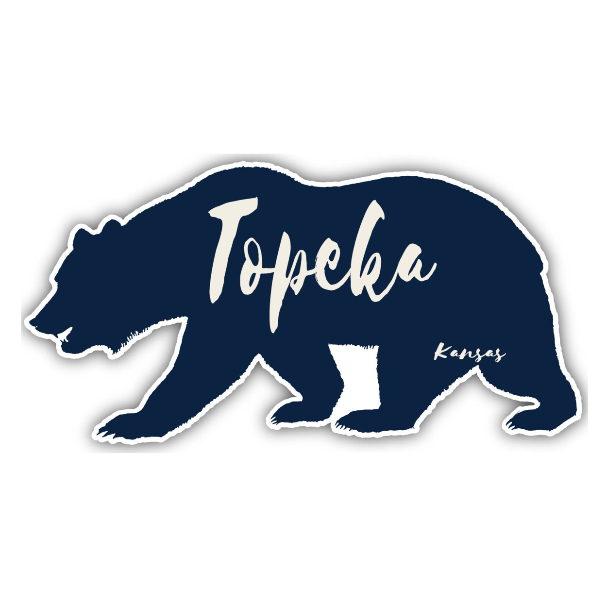 Topeka Kansas Souvenir Decorative Stickers (Choose Theme And Size) - Single Unit, 2-Inch, Bear
