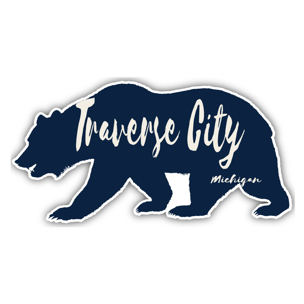 Traverse City Michigan Souvenir Decorative Stickers (Choose Theme And Size) - Single Unit, 4-Inch, Bear