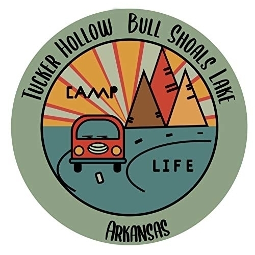 Tucker Hollow Bull Shoals Lake Arkansas Souvenir Decorative Stickers (Choose Theme And Size) - Single Unit, 4-Inch, Camp Life