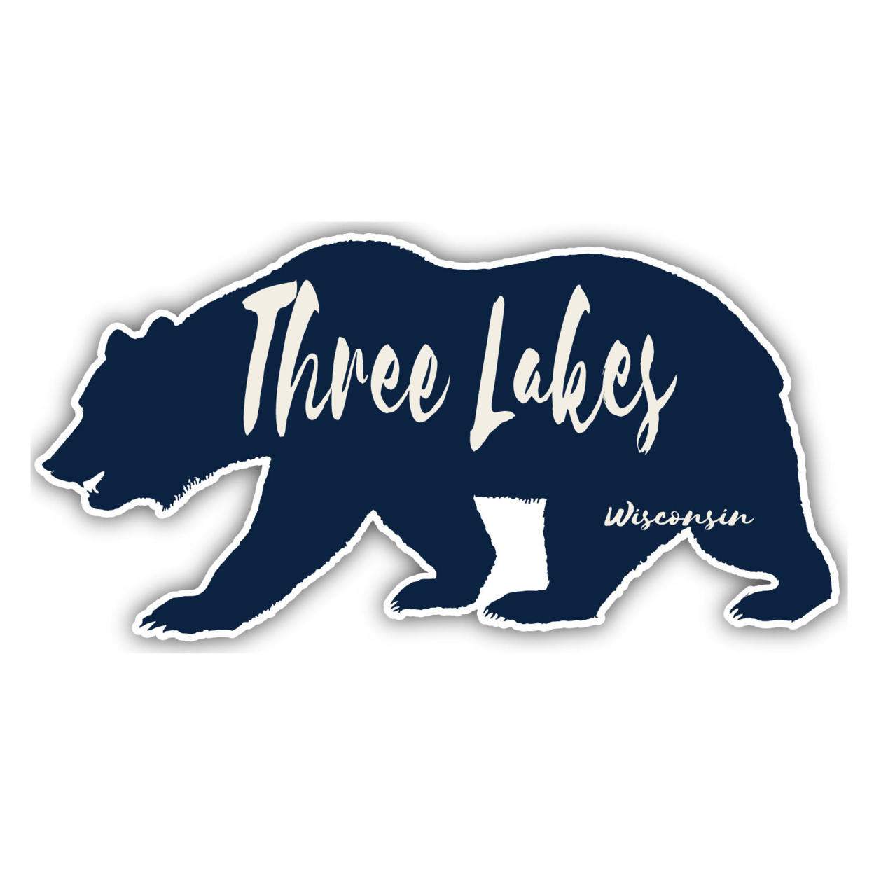 Three Lakes Wisconsin Souvenir Decorative Stickers (Choose Theme And Size) - Single Unit, 4-Inch, Bear