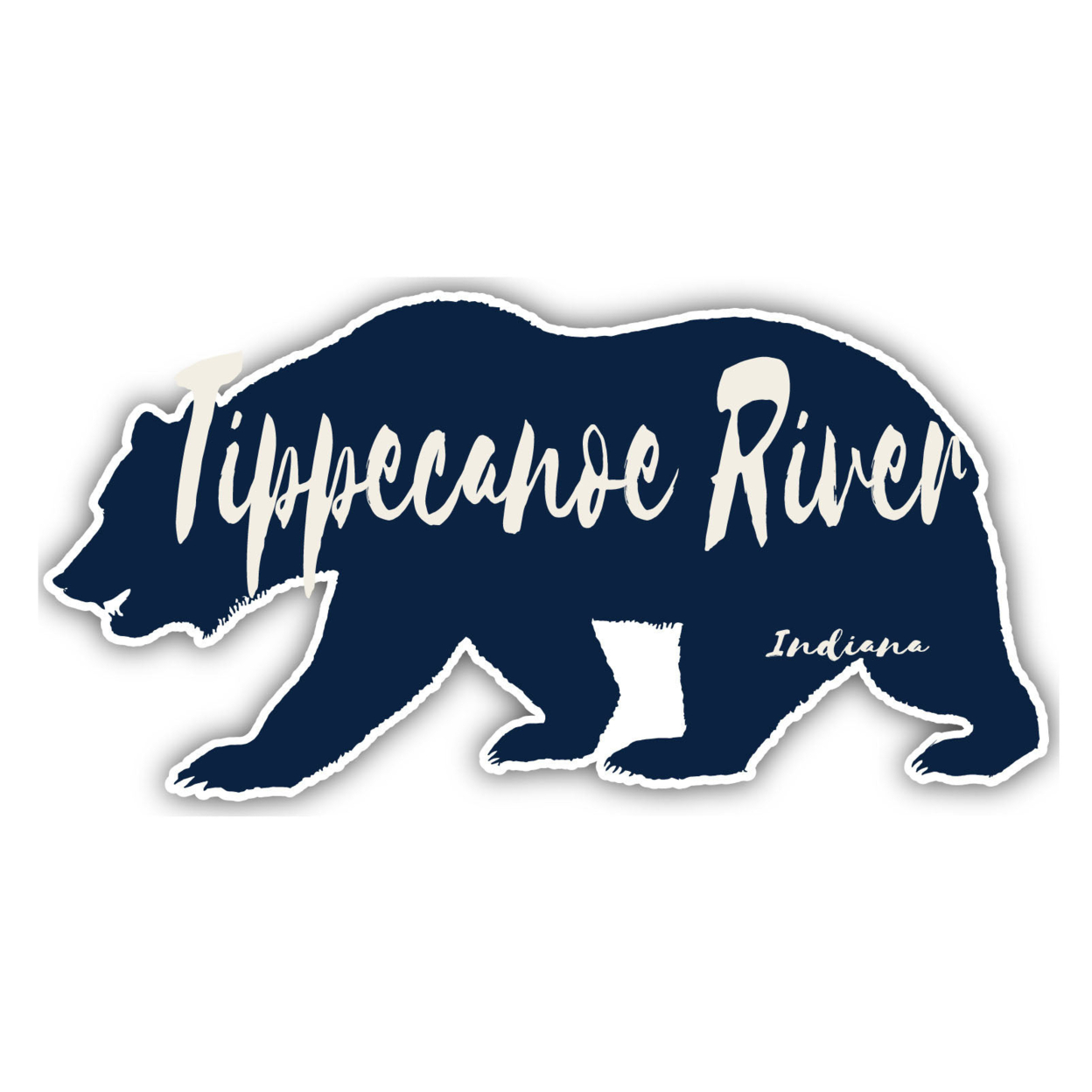 Tippecanoe River Indiana Souvenir Decorative Stickers (Choose Theme And Size) - Single Unit, 4-Inch, Bear