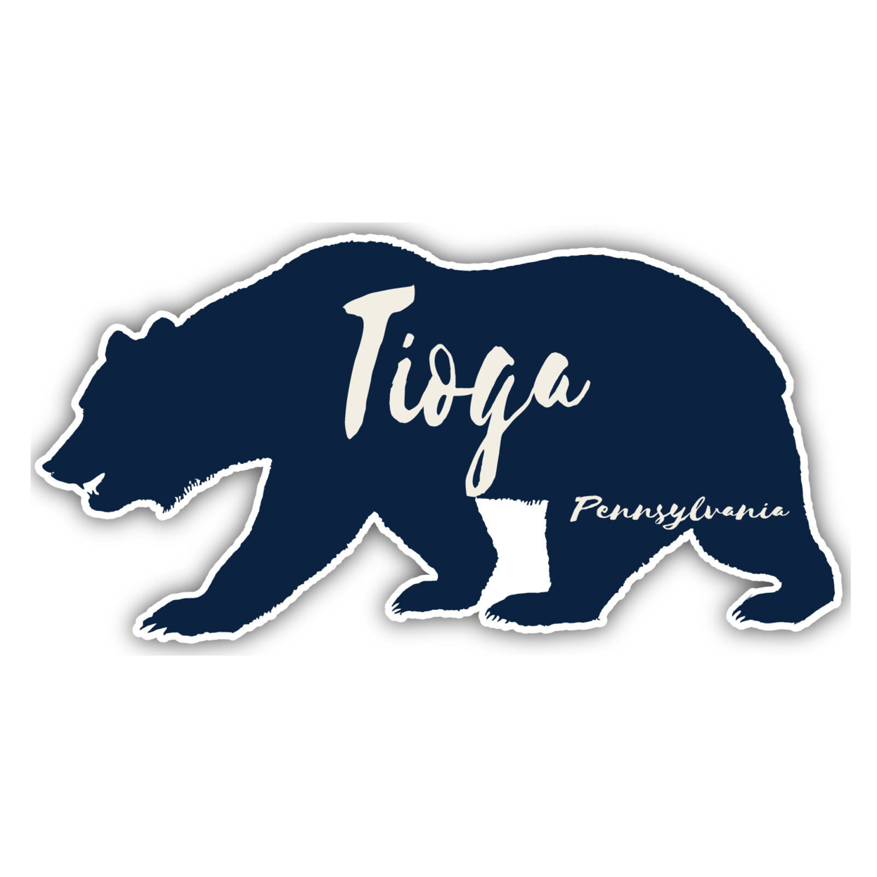 Tioga Pennsylvania Souvenir Decorative Stickers (Choose Theme And Size) - Single Unit, 4-Inch, Bear