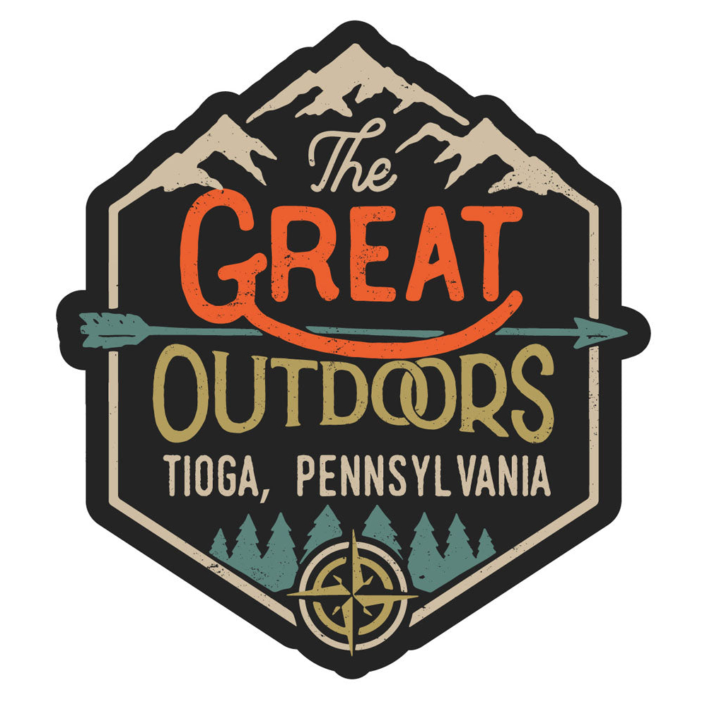 Tioga Pennsylvania Souvenir Decorative Stickers (Choose Theme And Size) - Single Unit, 4-Inch, Tent