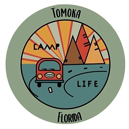 Tomoka Florida Souvenir Decorative Stickers (Choose Theme And Size) - Single Unit, 4-Inch, Camp Life
