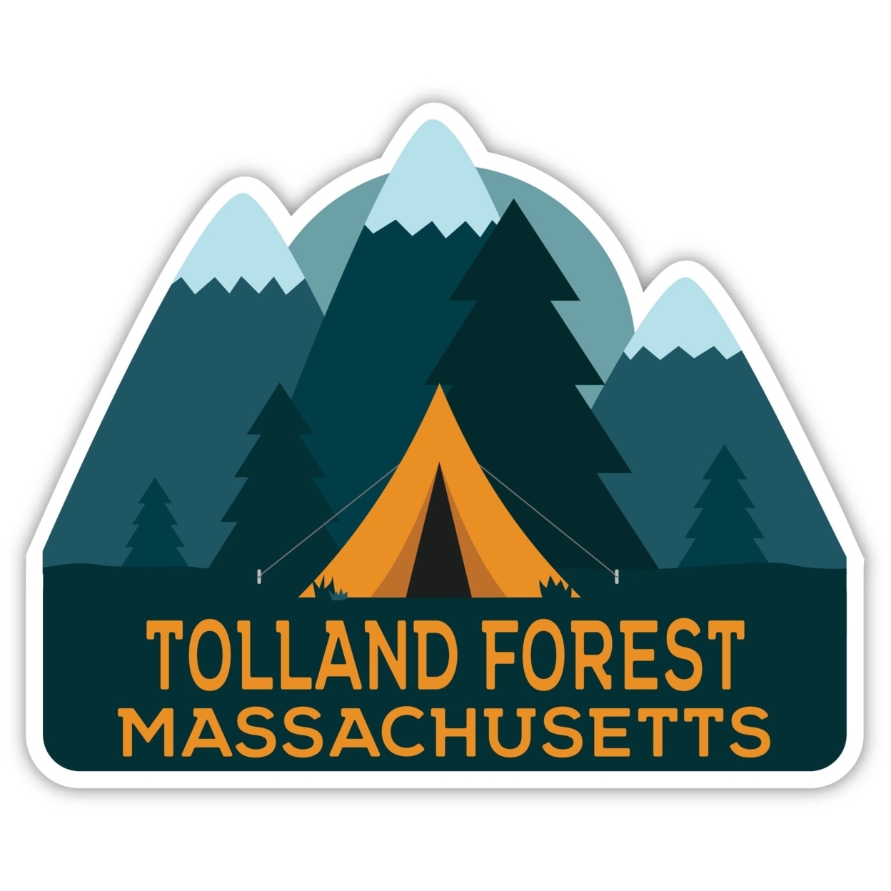 Tolland Forest Massachusetts Souvenir Decorative Stickers (Choose Theme And Size) - Single Unit, 4-Inch, Tent