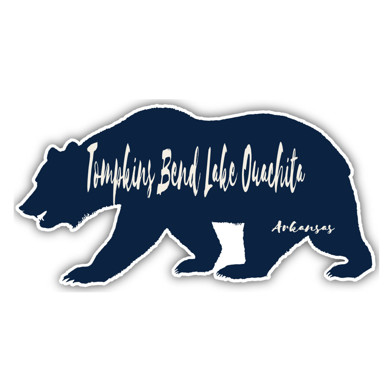 Tompkins Bend Lake Ouachita Arkansas Souvenir Decorative Stickers (Choose Theme And Size) - Single Unit, 4-Inch, Bear
