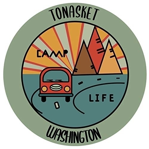 Tonasket Washington Souvenir Decorative Stickers (Choose Theme And Size) - Single Unit, 4-Inch, Camp Life