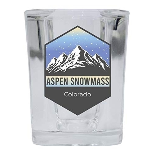 Aspen Snowmass Colorado Ski Adventures 2 Ounce Square Base Liquor Shot Glass