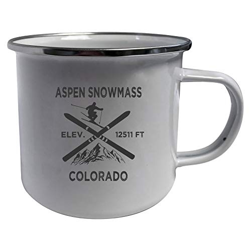 Aspen Snowmass Colorado Ski Adventures White Tin Camper Coffee Mug 2-Pack