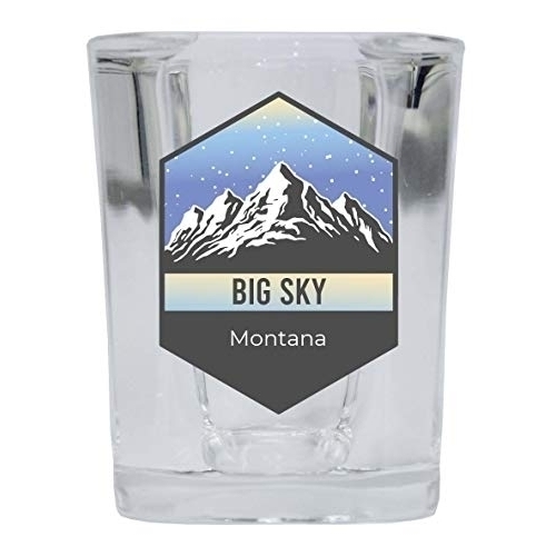 Big Sky Montana Ski Adventures 2 Ounce Square Base Liquor Shot Glass 4-Pack