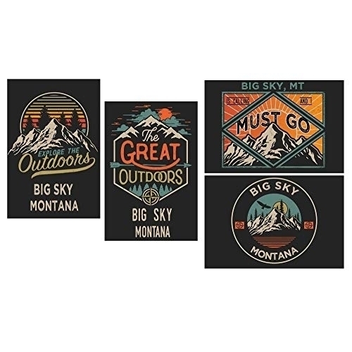 Big Sky Montana Souvenir 2x3 Inch Fridge Magnet The Great Outdoors Design 4-Pack