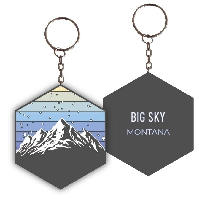 Big Sky Montana Ski Snowboard Winter Adventures Metal Keychain