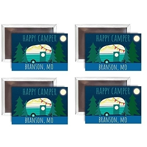 Branson Missouri Souvenir 2x3-Inch Fridge Magnet Happy Camper Design 4-Pack