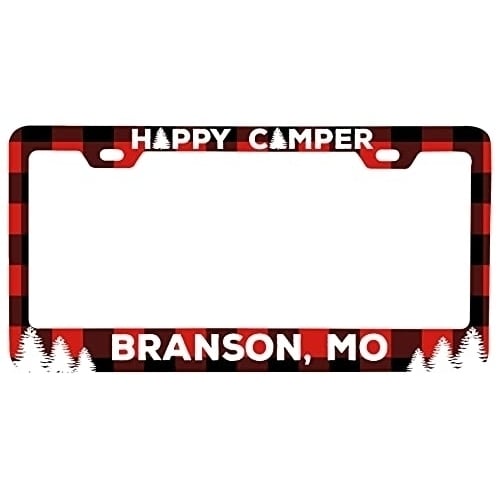 Branson Missouri Car Metal License Plate Frame Plaid Design