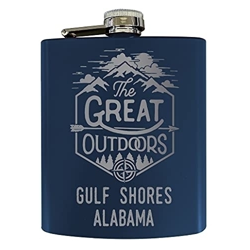 Gulf Shores Alabama Laser Engraved Explore The Outdoors Souvenir 7 Oz Stainless Steel 7 Oz Flask Navy