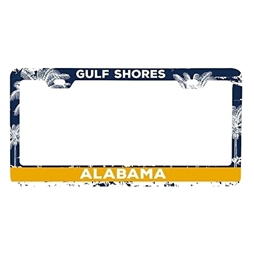 Gulf Shores Alabama Metal License Plate Frame Distressed Palm Design