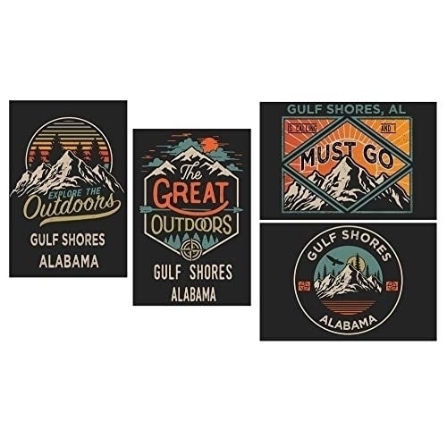 Gulf Shores Alabama Souvenir 2x3 Inch Fridge Magnet The Great Outdoors Design 4-Pack