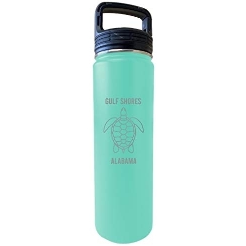 Gulf Shores Alabama Souvenir 32 Oz Engraved Seafoam Insulated Double Wall Stainless Steel Water Bottle Tumbler