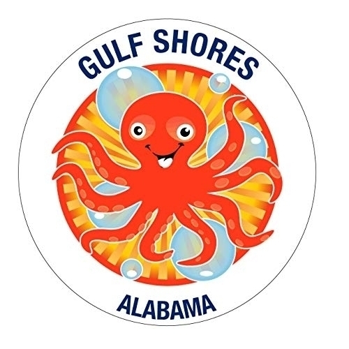 Gulf Shores Alabama Souvenir 4 Inch Vinyl Decal Sticker Octopus Design