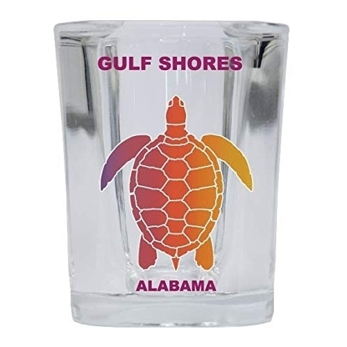 Gulf Shores Alabama Souvenir Rainbow Turtle Design Square Shot Glass