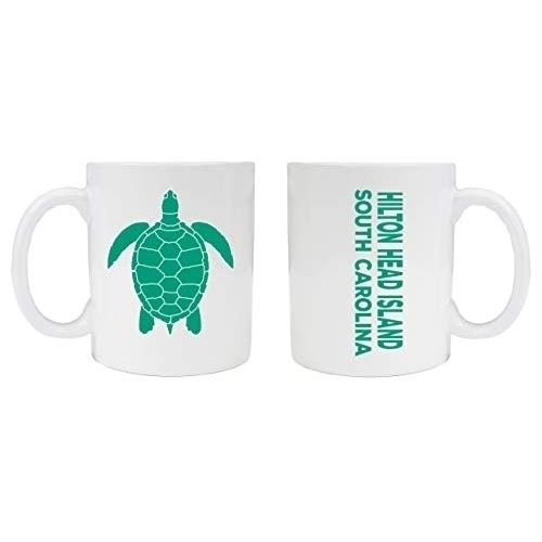 Hilton Head Island South Carolina Souvenir White Ceramic Coffee Mug 2 Pack Turtle Design