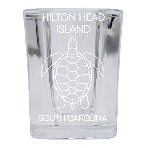 Hilton Head Island South Carolina Souvenir 2 Ounce Square Shot Glass Laser Etched Turtle Design