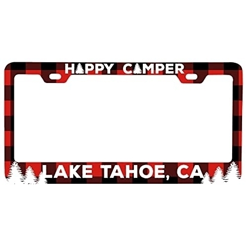 Lake Tahoe California Car Metal License Plate Frame Plaid Design