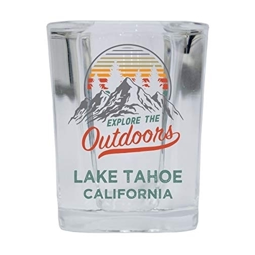 Lake Tahoe California Explore The Outdoors Souvenir 2 Ounce Square Base Liquor Shot Glass