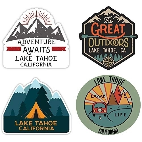 Lake Tahoe California Souvenir 4-Inch Each Vinyl Decal Sticker 4-Pack