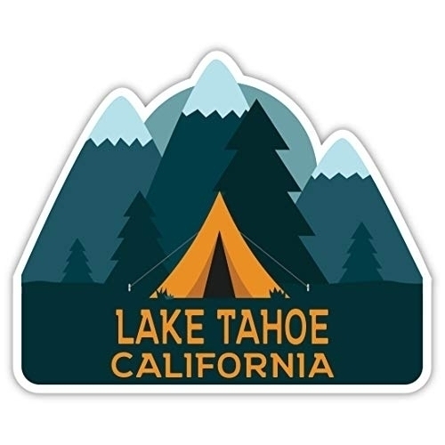 Lake Tahoe California Souvenir 4-Inch Fridge Magnet Camping Tent Design