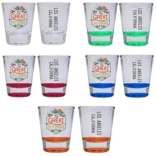 Los Angeles California The Great Outdoors Camping Adventure Souvenir Round Shot Glass (Orange, 1)