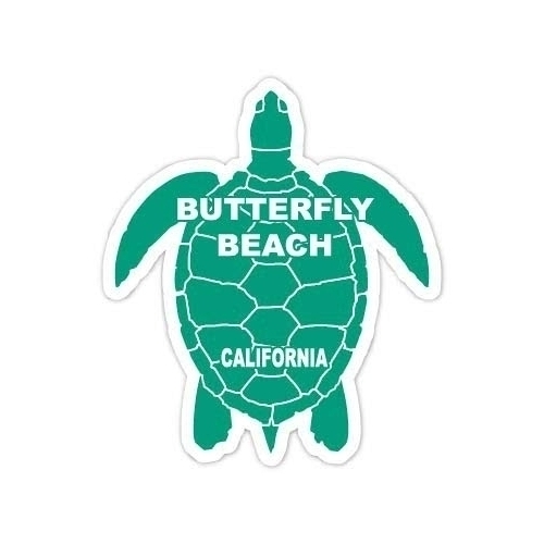 Butterfly Beach California Souvenir 4 Inch Green Turtle Shape Decal Sticker
