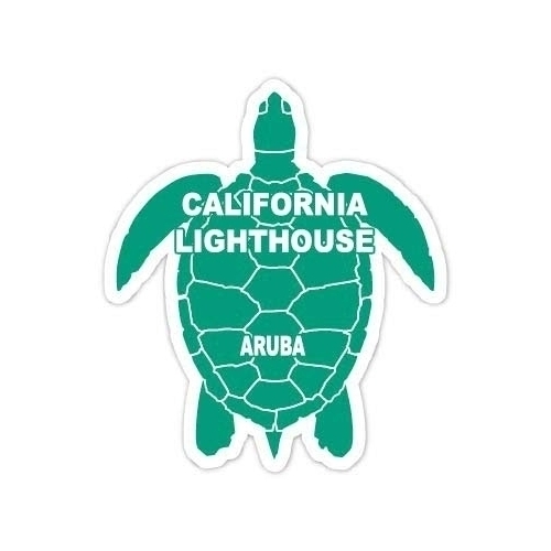 California Lighthouse Aruba 4 Inch Green Turtle Shape Decal Sticker