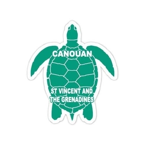Canouan St Vincent And The Grenadines 4 Inch Green Turtle Shape Decal Sticker