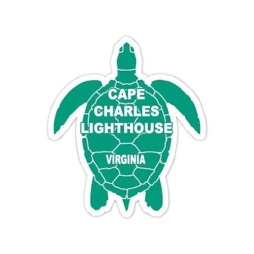 Cape Charles Lighthouse Virginia 4 Inch Green Turtle Shape Decal Sticker