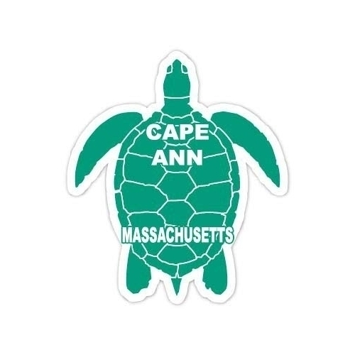 Cape Ann Massachusetts Souvenir 4 Inch Green Turtle Shape Decal Sticker