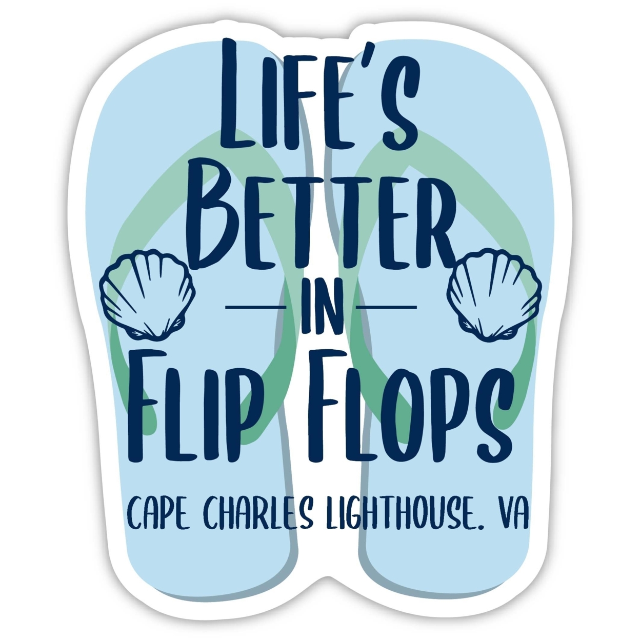 Cape Charles Lighthouse Virginia Souvenir 4 Inch Vinyl Decal Sticker Flip Flop Design