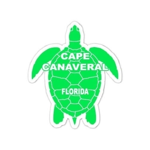 Cape Canaveral Florida Souvenir 4 Inch Green Turtle Shape Decal Sticker