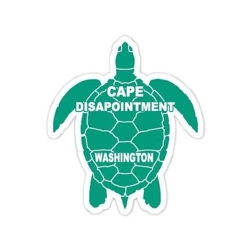 Cape Disapointment Washington 4 Inch Green Turtle Shape Decal Sticker