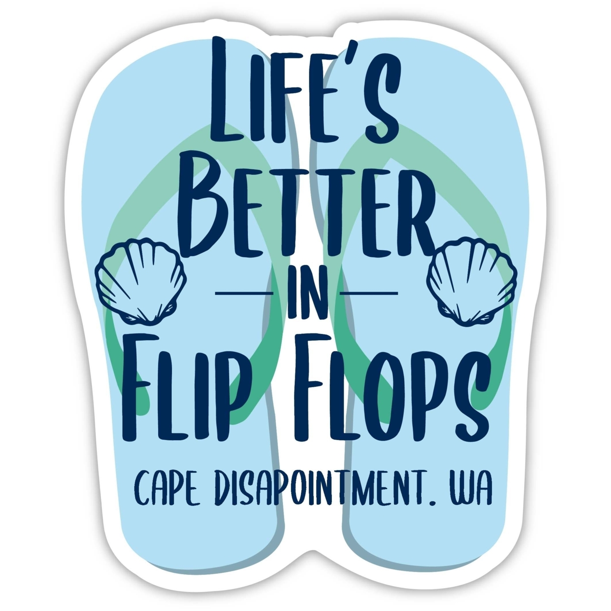 Cape Disapointment Washington Souvenir 4 Inch Vinyl Decal Sticker Flip Flop Design