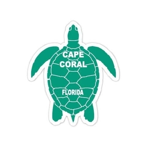 Cape Coral Florida 4 Inch Green Turtle Shape Decal Sticker