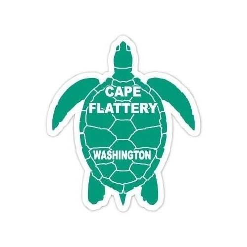Cape Flattery Washington 4 Inch Green Turtle Shape Decal Sticker