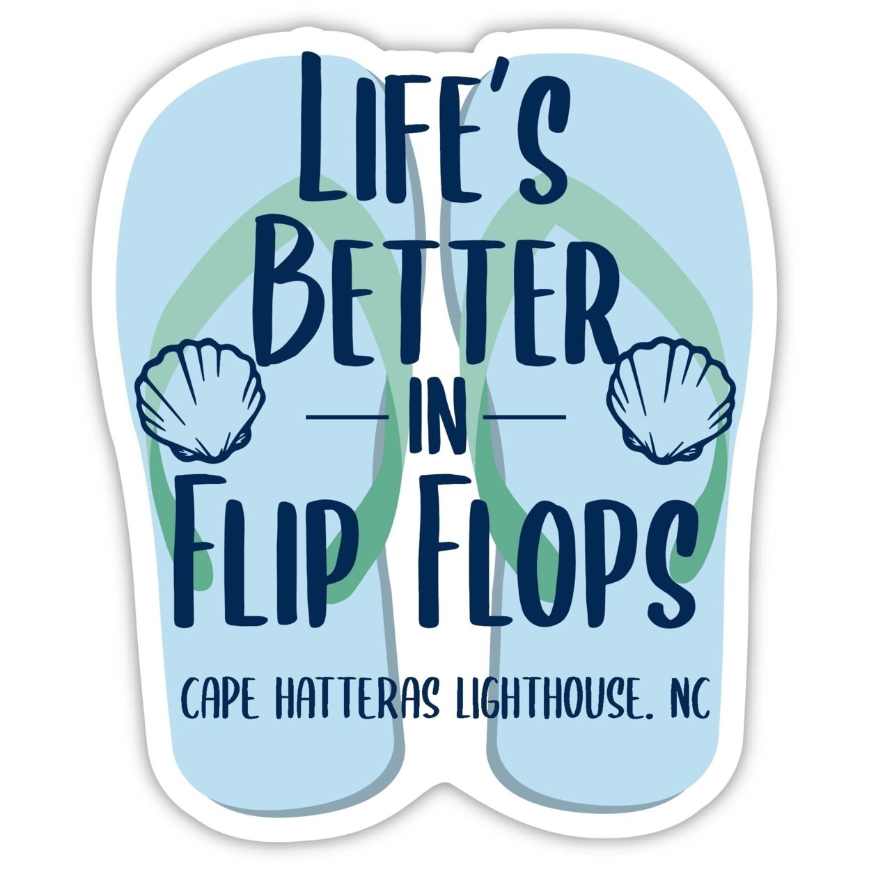 Cape Hatteras Lighthouse North Carolina Souvenir 4 Inch Vinyl Decal Sticker Flip Flop Design