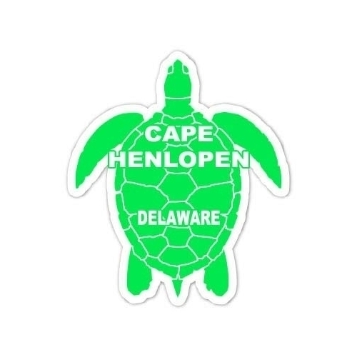Cape Henlopen Delaware Souvenir 4 Inch Green Turtle Shape Decal Sticker
