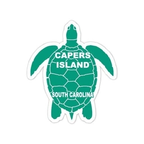 Capers Island South Carolina Souvenir 4 Inch Green Turtle Shape Decal Sticker