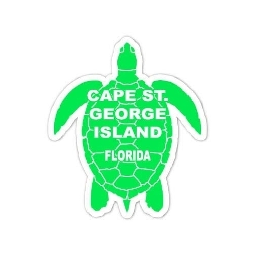 Cape St. George Island Florida Souvenir 4 Inch Green Turtle Shape Decal Sticker